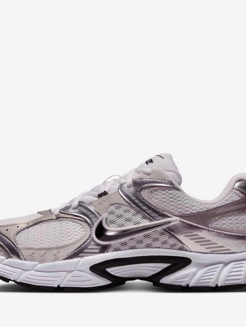 Nike Women’s White and Silver Mesh Running Sneakers 8.5